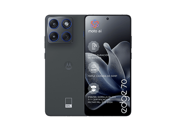 Móvil - Motorola edge 70, Gadget Grey, 512 GB, 12 GB RAM, 6.67 " Super HD pOLED AMOLED, Snapdragon® 7 Gen 4, 5200 mAh