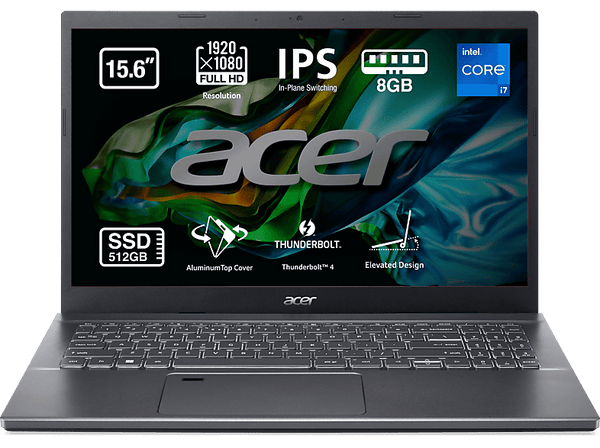 Portátil - Acer Aspire 5 A515-57-76BV, 15.6" Full HD, Intel® Core™ i7-1255U, 8GB RAM, 512GB SSD, Iris® Xe Graphics, Sin sistema operativo