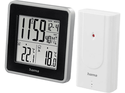 Estación meteorológica - Hama ESW Intro, Temperatura interior y exterior, Hora, Calendario, Alarma, Negro