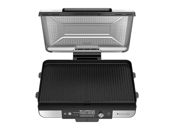 Grill - Ninja GX101EU, 1800 W, Placas: 50 x 50 cm, Detección Digital Inteligente de Temperatura, Rango de temperatura 60ºC a 260°C, Plata/Negro