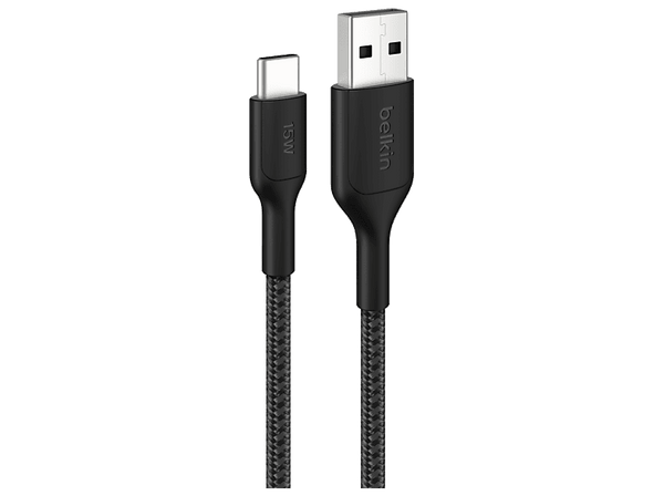 Cable USB - Belkin CAB022hq2M, 2m, USB-A a USB-C, 15W, Universal, Negro