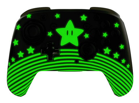 Mando Nintendo Switch - Turtle Beach Rematch Wireless Controller Super Mario Star, Cable USB, Brilla en la oscuridad, Hasta 40 horas