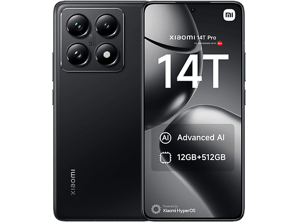 Móvil - Xiaomi 14T Pro, Negro Titanio, 512 GB, 12 GB RAM, 6.67" 1.5K, Mediateck Dimensity 9300+, 5000 mAh, Android-HyperOS