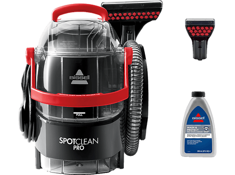 Aspirador sin bolsa - Bissell SpotClean Pro, 750 W, 2.8 l, Limpieza manchas profesional, Negro y Rojo