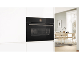 Horno compacto - Bosch CBG7741B1, Multifunción, Pirolítico y Limpieza por agua, 47 l, Pantalla táctil TFT, Home Connect ,59.4 cm, Negro