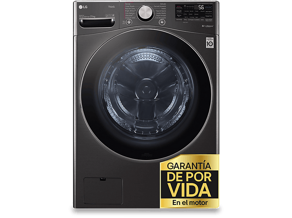 Lavadora carga frontal - LG F0P3CYV2E, 20 kg, 1000 rpm, 14 programas, AI Direct Drive™, TurboWash™360˚, Acero negro