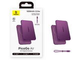 Powerbank - Baseus Picogo Air AM71, 5000 mAh, 22,5W, Carga inalámbrica 15W, USB-C, Ultrafina, Certificado CCC, Dark Cherry