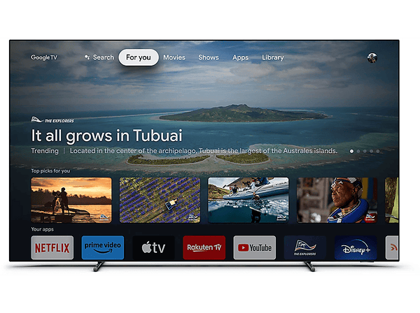 TV OLED 55" - Philips 55OLED718/12, UHD 4K, Philips P5, Smart TV, DVB-T2 (H.265), HDR10+, Ambilight, Metálico