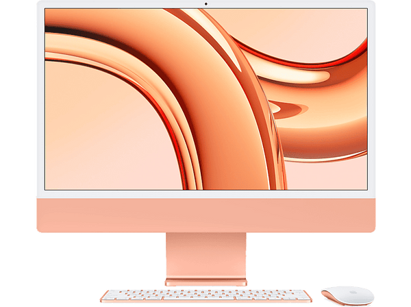 Apple iMac (2023) Z19RBASE, 24" Retina 4.5K, Chip M3, CPU de 8 núcleos, GPU de 10 núcleos, 8GB de RAM, 512GB de SSD, Naranja