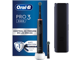Cepillo eléctrico - Oral-B Pro 3 3500, Estuche de viaje, Sensor de presión, 2 Cabezales, Negro