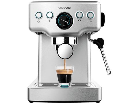 Cafetera express - Cecotec Power Espresso 20 Barista Mini, 20 bar, 1465 W, 1.8 l, 2 tazas, Manómetro, Thermoblock, Inox
