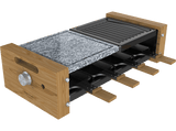 Raclette - Cecotec Cheese&Grill 8400 Wood MixGrill, 1200 W, 8 Sartenes, Antiadherente, Negro