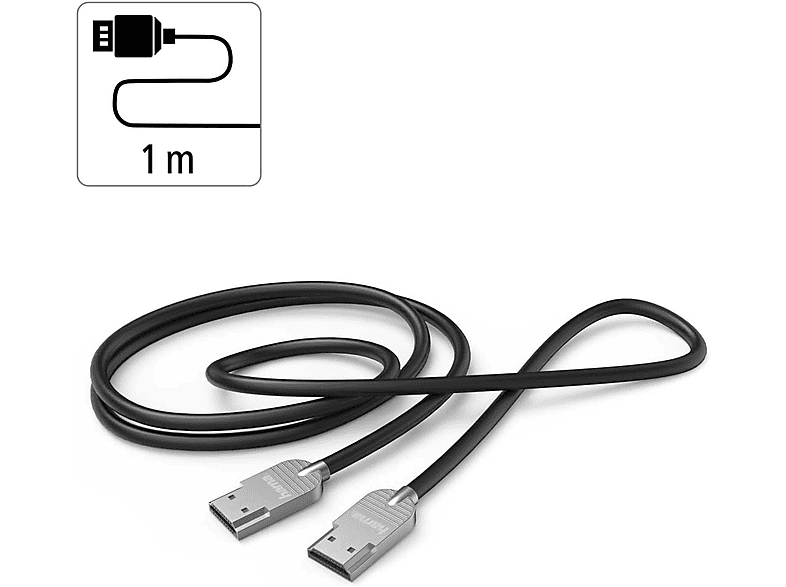 Cable HDMI - Hama Ultra-Slim, Tipo-A, 1m, PC-TV, Ultra HD 4K, Plata