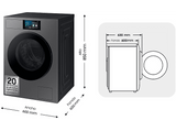 Lavadora carga frontal - Samsung Bespoke AI WF90F09C4SU3, 9 kg, 1400 rpm, 24 programas, Autodosificación, Clase A, Control por voz, Grafito
