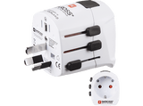 Adaptador enchufe - Hama World Travel Pro Light, 3 clavijas, Universal, 250 V, Blanco