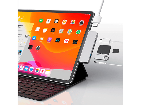 Hub USB - Hyper 6-IN-1 IPAD PRO USB-C HUB (S), 6 Puertos, 5 Gbit/s, Plata