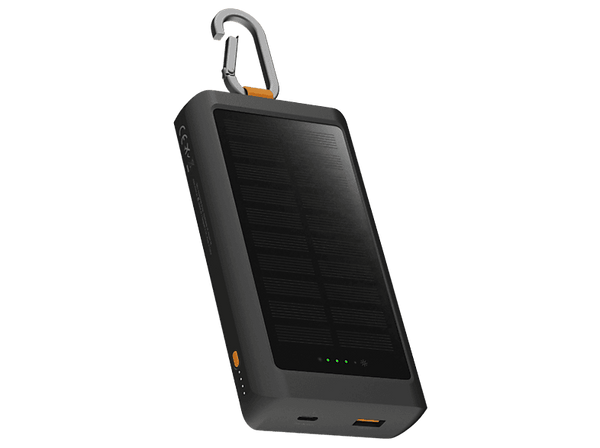 Powerbank - Xtorm Go2 XG2S101, 10000 mAh, 1x USB-C, 1x USB-A, 15W, Mosquetón y Panel Solar, Negro