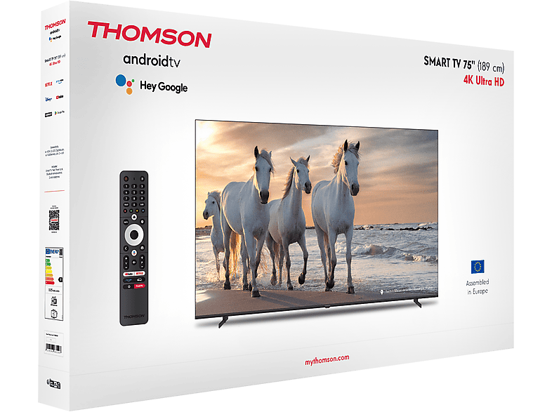 TV LED 75 - Thomson 75UA5S13, UHD 4K, ARM CA55 Quad core, Smart Android TV, Dolby Vision, Negro
