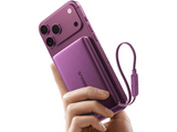 Powerbank - Baseus PicoGo AM52, 10000 mAh, 45 W, Qi2.2 de 25W, USB-C, Carga inalámbrica, Carga rápida, Multidispositivo, Certificado CCC, Dark Cherry