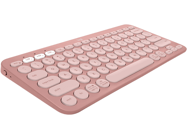 Teclado inalámbrico - Logitech K380S, Bluetooth-USB, Multidispositivo, Multisistema, Teclas programables, Teclas de accesos directos, Rosa