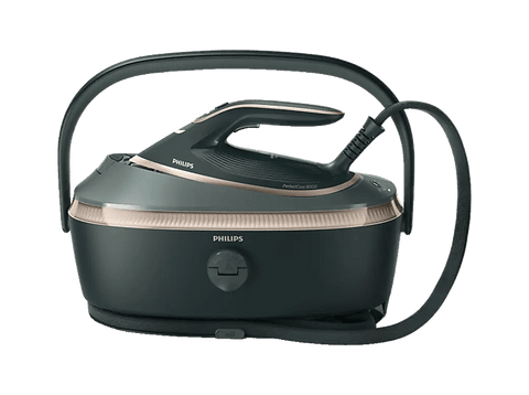Centro de planchado - Philips PerfectCare 8000 PSG8200/70, Presión de 9 bar, Tecnología OptimalTEMP, Suela Nanotitanio SteamGlide, Deposito agua 1,4 l