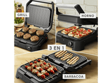 Grill - Moulinex Supergrill 3 en 1 GI5108, 2000W, 3 opciones de altura, placas extraíbles, 3 temperaturas, Apertura 180º, Inox