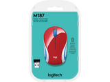 Ratón inalámbrico - Logitech Wireless Mini Mouse M187, 1000 ppp, Rojo