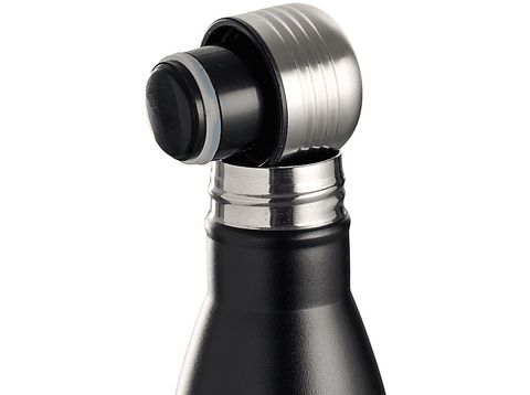 Botella - Schou 72742, 500 ml, Termo, Acero inoxidable, Negro