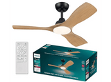 Ventilador de techo - Philips Olas 28 W + 24 W, LED, 3 Velocidades, Negro/Madera