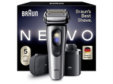 Afeitadora - Braun Afeitadora eléctrica NEVO 11000C, Tecnología AeroTouch, Centro de limpieza NEVO Care 7 en 1, Wet&Dry, Plata