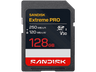 Tarjeta SD - SANDISK Extreme PRO, 128 GB, Hasta 250 MB/s lectura, UHS-I, V30, U3, Vídeos 4K y Full HD, Negro