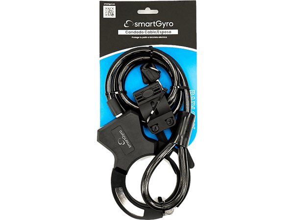 Accesorio patinete eléctrico - smartGyro SG27-531, Candado con 2 llaves para patinetes eléctricos y bicicletas, 120 cm Cable, Negro