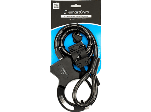 Accesorio patinete eléctrico - smartGyro SG27-531, Candado con 2 llaves para patinetes eléctricos y bicicletas, 120 cm Cable, Negro