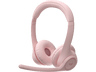 Auriculares inalámbricos - Logitech Zone 300, Bluetooth, Micrófonos (volteable) con cancelación de ruido, Hasta 20h batería, Multidispositivo, Rosa