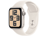 Apple Watch SE (2024), GPS, 40 mm, Caja de aluminio Blanco estrella, Vidrio delantero Ion-X, Correa deportiva Blanco estrella, Talla S/M