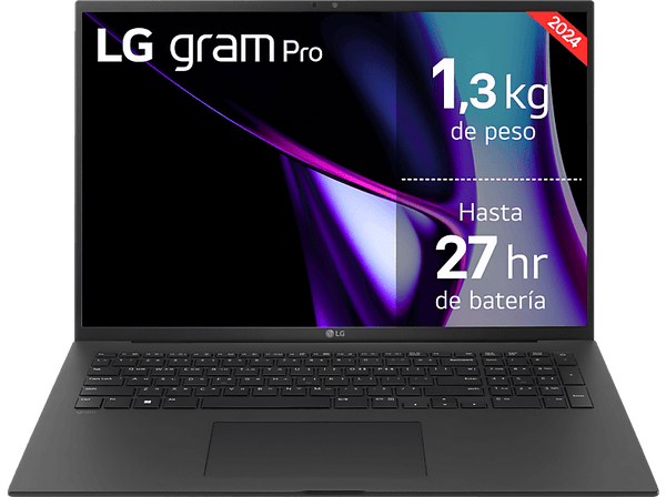 Portátil - LG 17Z90SP-E.AD75B, 17" WQXGA, Intel® Evo™ Edition Core™ Ultra 7-155H, 32 GB RAM, 512 GB SSD, GeForce RTX™ 3050, W11H, Negro Obsidiana