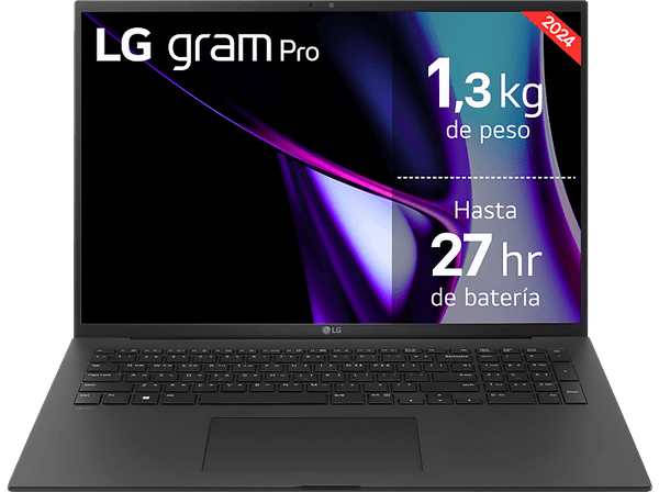 Portátil - LG 17Z90SP-E.AD75B, 17" WQXGA, Intel® Evo™ Edition Core™ Ultra 7-155H, 32 GB RAM, 512 GB SSD, GeForce RTX™ 3050, W11H, Negro Obsidiana