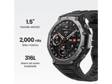 Smartwatch - Amazfit T-Rex 3, 1.5 AMOLED, Táctil, 27 días Autonomía, Silicona, Compatible iOS/Android, Onyx