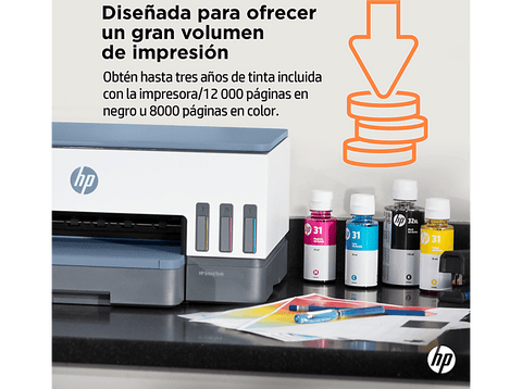 Impresora multifunción - HP Smart Tank 7006, Color, Impresión automática doble cara, Wi-Fi, Azul