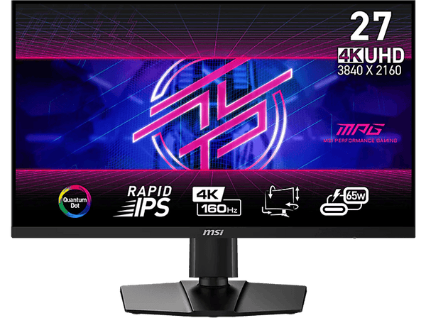 Monitor gaming - MSI MPG 274URF QD, 27 ", UHD 4K, 0.5 ms GtG, 160Hz, DisplayHDR 400, AI Vision, Panel Rapid IPS, Tecnología Quantum Dot, Negro