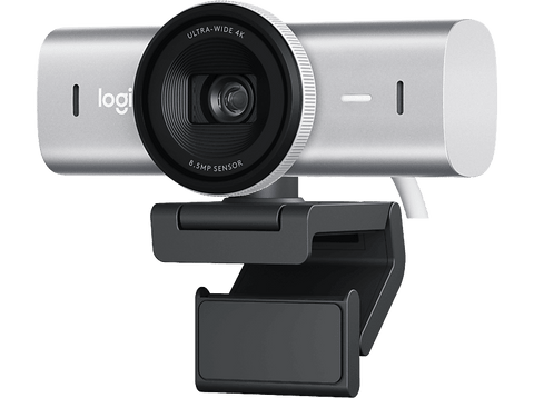 Webcam - Logitech MX Brio, Ultra HD 4K, Corrección de iluminación automática, Autoencuadre, Micrófonos/reducción de ruido, Tapa de privacidad, Gris