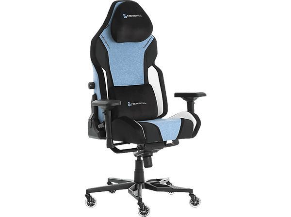Silla gaming - Newskill Gaming Gamer Banshee Tela Azul, Transpirable, Cojín cervical, Reclinable