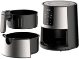 Freidora de aire - MasterPro Rocket 360, 3.5 l, 6 programas, 1500 W, Pantalla LED Táctil, Cesta Antiadherente, Inox