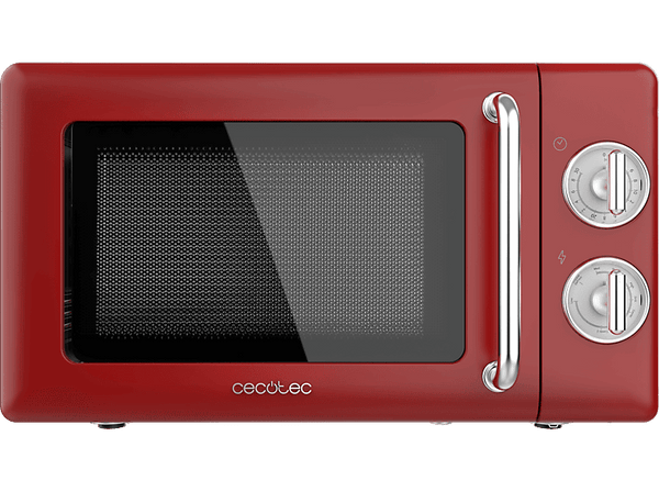 Microondas con grill - Cecotec ProClean 3110 Retro, 700 W, 6 niveles, Luz interior, 20 l, Rojo