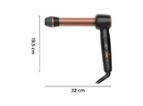 Rizador - Rowenta Twist Curl CF4620, 3 tamaños en 1, Barril ajustable en forma de L, 4 temperaturas, 150 °C a 210 °C, Revestimiento cerámico, Negro