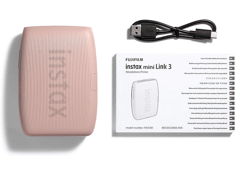 Impresora fotográfica - Fujifilm Mini Link 3, Exposición de 3 colores con OLED, 800 × 600 puntos, Impresión en 15 segs, Rose Pink