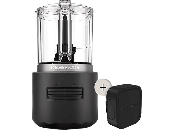 Picadora - KitchenAid 5KFCR531BM, Inalámbrico, Portátil, 12 V, 1.18 l, 2 Velocidades, 25 min de Funcionamiento, Negro