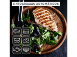 Grill - Moulinex OptiGrill+ GI717810, 2000 W, 6 Programas Automáticos, 3 Niveles de cocción, 4 Temperaturas, Planchas Antiadherentes, Negro
