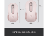 Ratón inalámbrico - Logitech Signature M650, Para manos grandes, Bluetooth, Accesos directos, Personalizable, Bluetooth, USB, Rosa