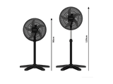Ventilador de pie - Rowenta Turbo Essencial VU3110, 55W, 3 velocidades, Altura regulable, Silencioso, 6 aspas, Negro